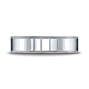 6mm Flat Milgrain Comfort-Fit Wedding Band, in Platinum | RockHer