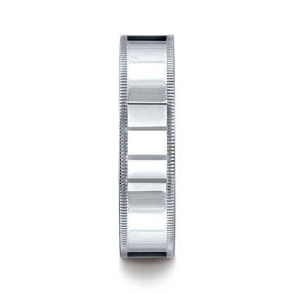 Platinum 6mm Flat Comfort-fit Ring With Milgrain