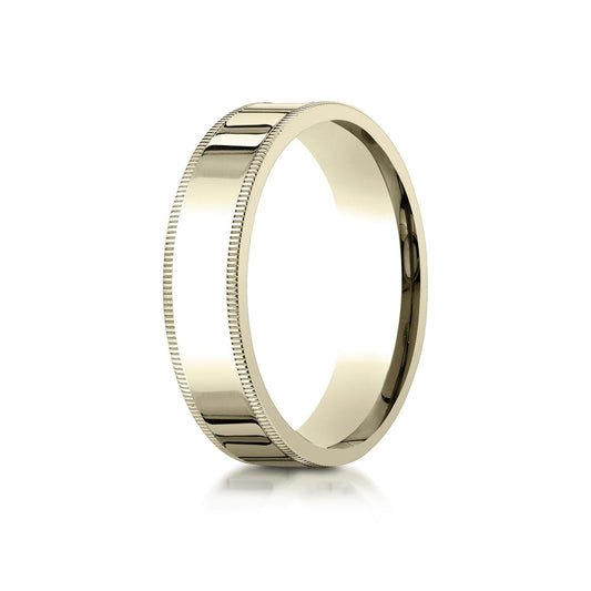 18k Yellow Gold 6mm Flat Comfort-fit Ring With Milgrain