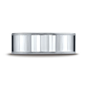 8mm Flat Milgrain Comfort-Fit Wedding Band, in Platinum | RockHer