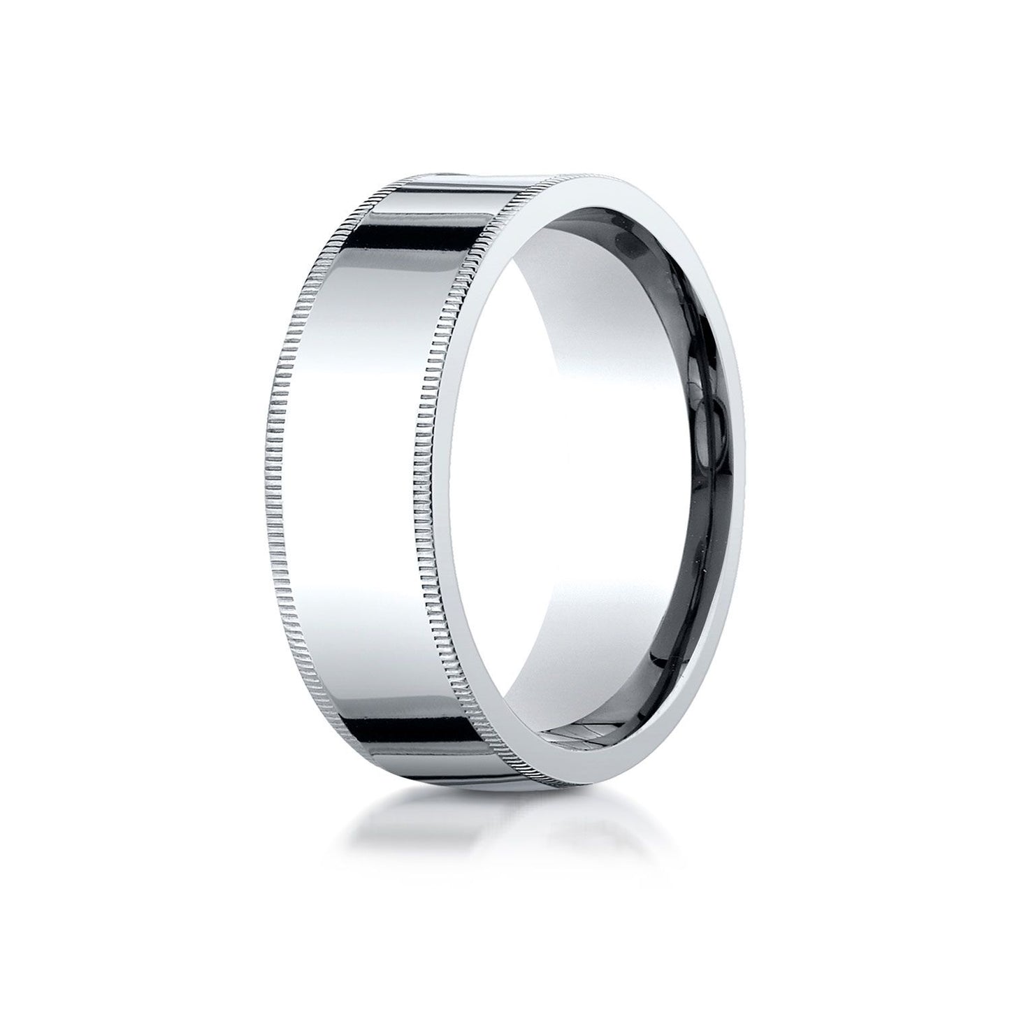 Platinum 8mm Flat Comfort-fit Ring With Milgrain