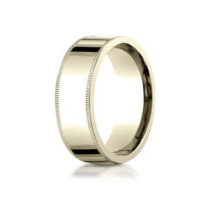 8mm Flat Milgrain Comfort-Fit Wedding Band, in 18K Yellow Gold | RockHer