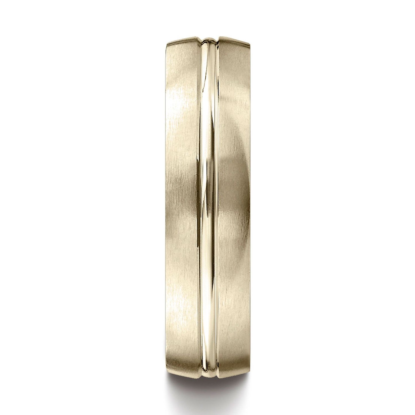 14k Yellow Gold 6mm Comfort-fit Satin-finished With High Polished Center Cut Carved Design Band