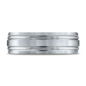 7mm Satin Finish Parallel Groove Carved Wedding Band, in Platinum | RockHer