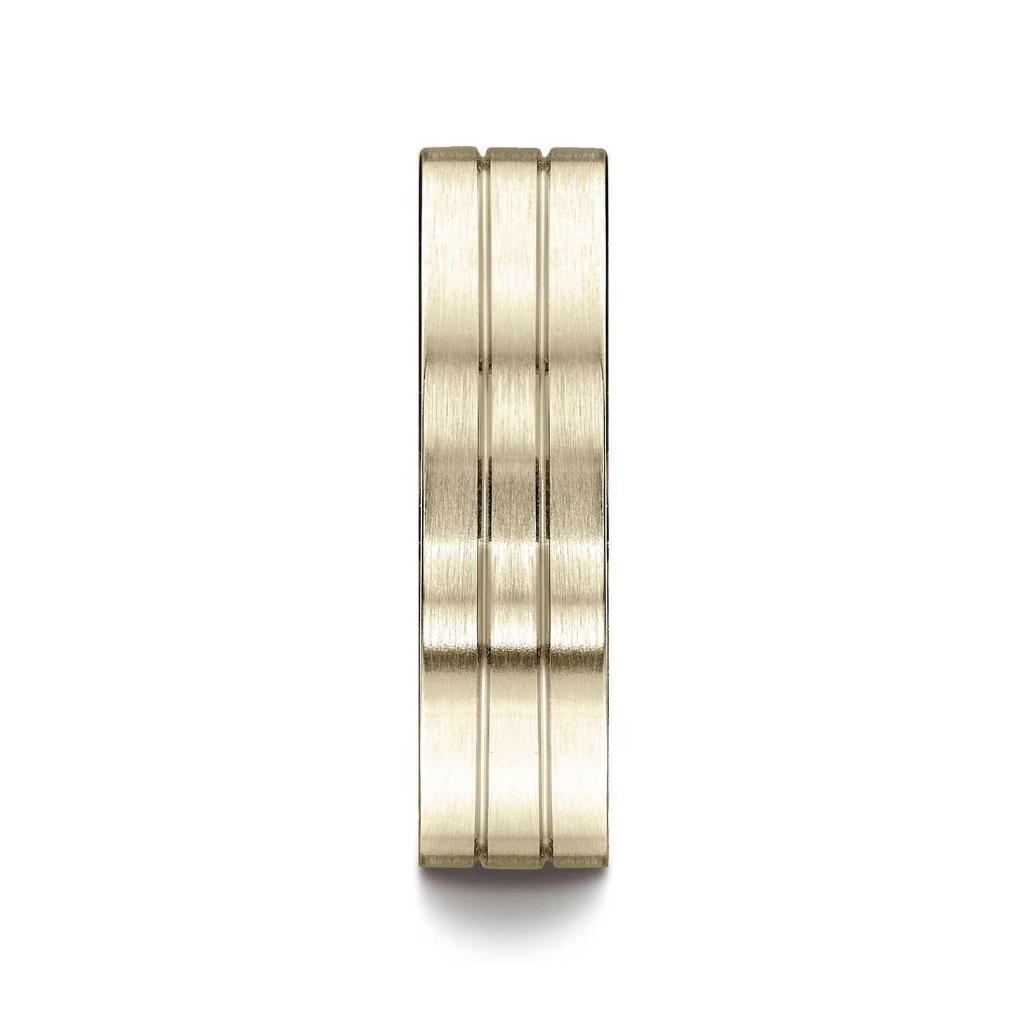 14k Yellow Gold 6mm Comfort-fit Satin-finished With Parallel Center Cuts Carved Design Band