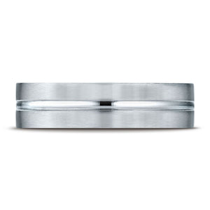 6mm Satin Finish High Polished Center Cut Carved Wedding Band, in Platinum | RockHer