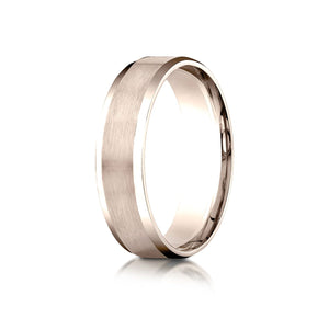 6mm Satin Finish High Polished Beveled Edge Carved Wedding Band, in 14K Rose Gold | RockHer