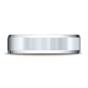 6mm Satin Finish High Polished Beveled Edge Carved Wedding Band, in Platinum | RockHer