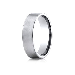 6mm Satin Finish Carved Wedding Band, in 14K White Gold | RockHer