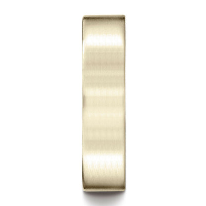 14k Yellow Gold 6mm Comfort-fit Satin-finished Carved Design Band