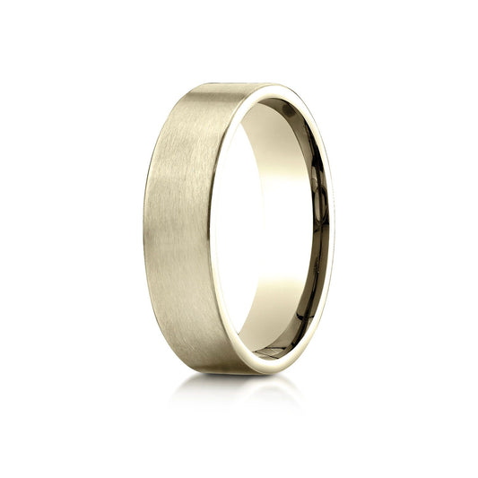 18k Yellow Gold 6mm Comfort-fit Satin-finished Carved Design Band