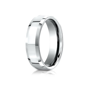6mm High Polish Carved Wedding Band, in 18K White Gold | RockHer