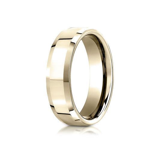 18k Yellow Gold 6mm Comfort-fit High Polished Carved Design Band