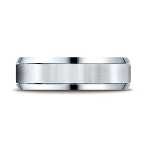 6mm Satin Finish High Polished Beveled Edge Carved Wedding Band, in Platinum | RockHer
