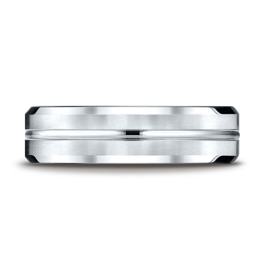 Platinum 6mm Comfort-fit Satin-finished With High Polished Cut Carved Design Band