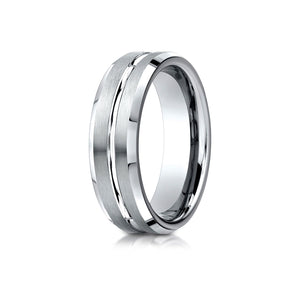 6mm Satin Finish Carved Wedding Band, in 18K White Gold | RockHer