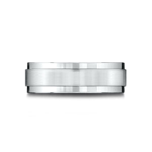 7mm Satin Finish Carved Wedding Band, in Platinum | RockHer