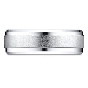 7mm Round Edge Swirl Finish Carved Wedding Band, in Platinum | RockHer