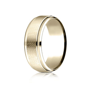7mm Round Edge Swirl Finish Carved Wedding Band, in 18K Yellow Gold | RockHer
