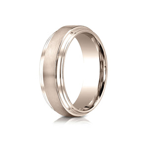 8mm Satin Finish Carved Wedding Band, in 14K Rose Gold | RockHer