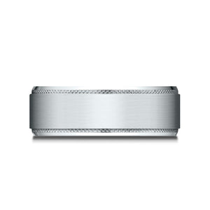 8mm Satin Finish Carved Wedding Band, in Platinum | RockHer