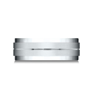 8mm Satin Finish Carved Wedding Band, in Platinum | RockHer
