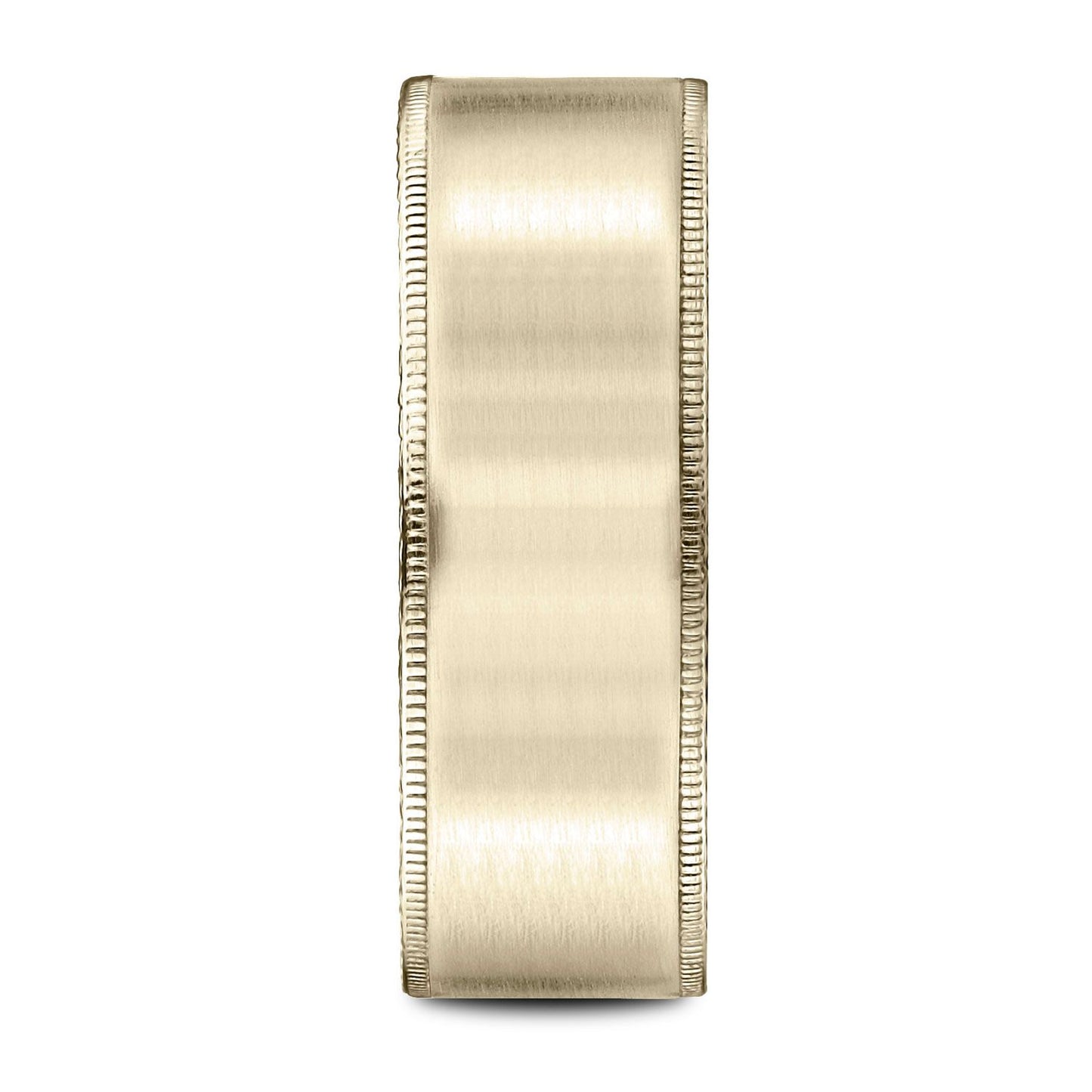 14k Yellow Gold 8mm Comfort-fit Riveted Edge Satin Finish Design Band