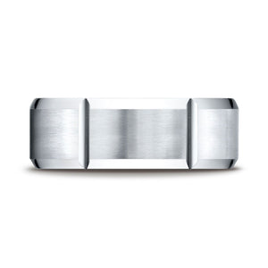 8mm Satin Finish Grooves Carved Wedding Band, in Platinum | RockHer