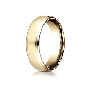6.5mm Drop Edge High Polish Carved Wedding Band, in 14K Yellow Gold | RockHer