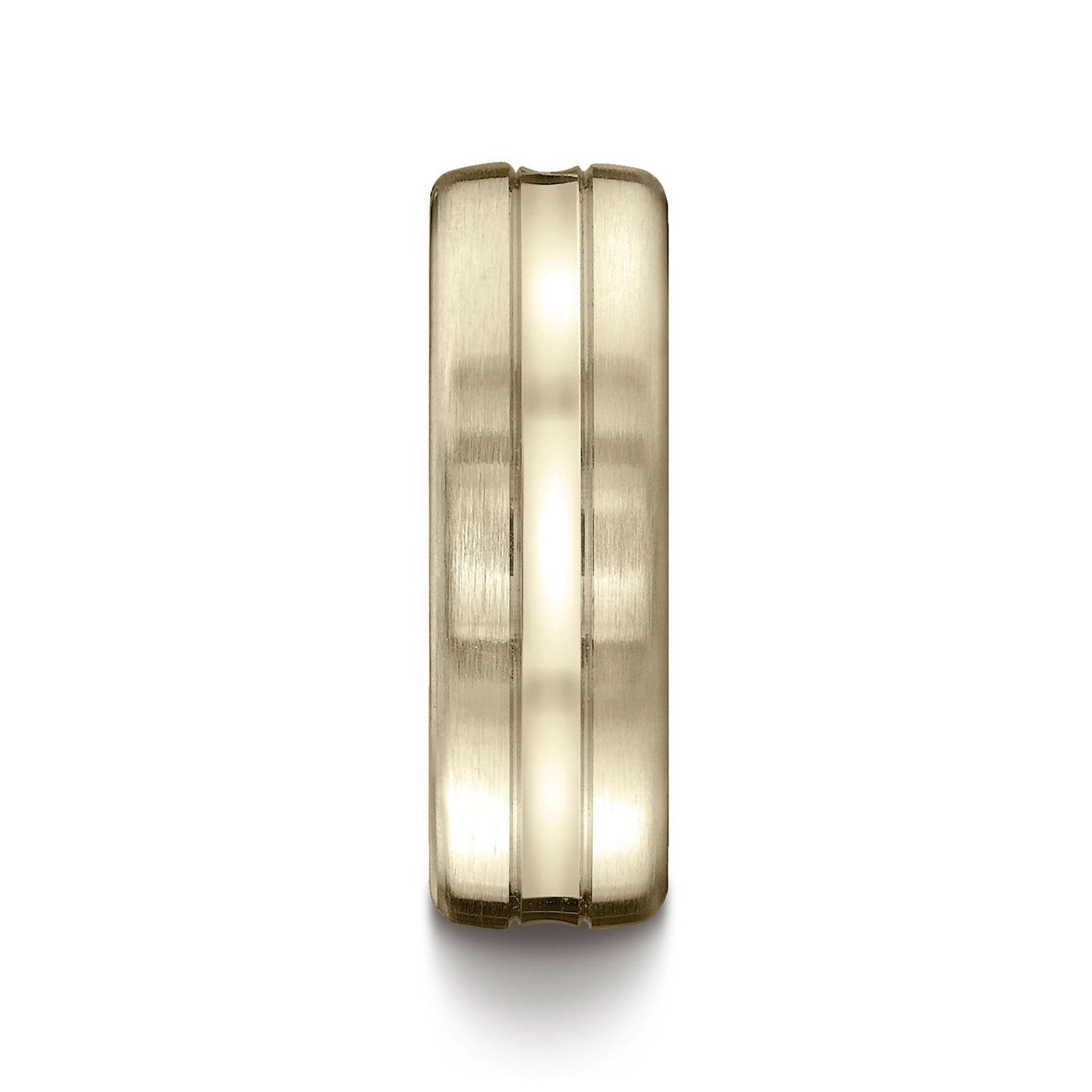 14k Yellow Gold 7.5mm Comfort-fit Satin-finished High Polished Center Cut Carved Design Band