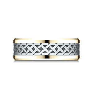8mm Celtic Knot Carved Wedding Band, in 14K White Gold | RockHer