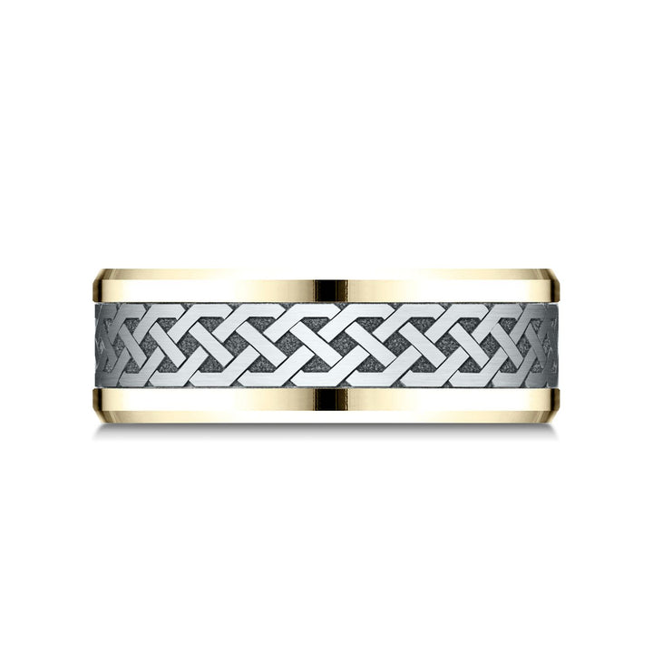 8mm Celtic Knot Carved Wedding Band, in 14K White Gold | RockHer
