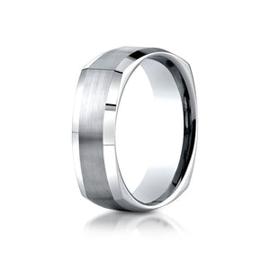 7mm Satin Finish Carved Wedding Band, in 14K White Gold | RockHer