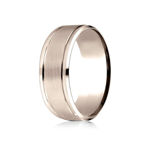 8mm Satin Finish Carved Wedding Band, in 14K Rose Gold | RockHer