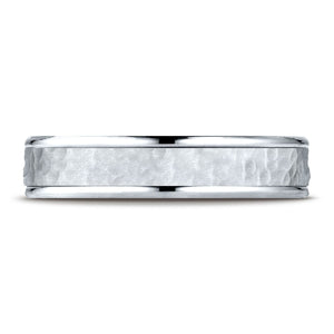 4mm Hammered Finish Carved Wedding Band, in Platinum | RockHer