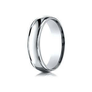 6mm High Polish Carved Wedding Band, in 14K White Gold | RockHer