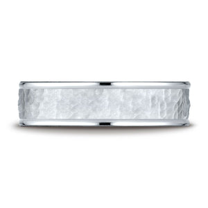 6mm Hammered Finish Carved Wedding Band, in Platinum | RockHer