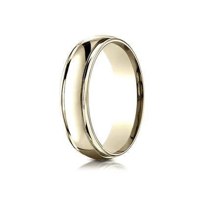 14k All Yellow Gold 6mm Comfort-fit High Polished Carved Design Band