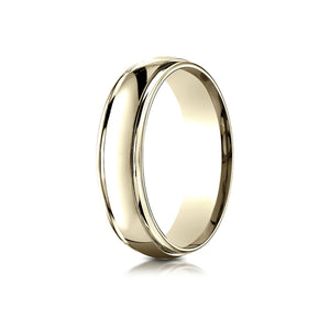 6mm High Polish Carved Wedding Band, in 14K Yellow Gold | RockHer