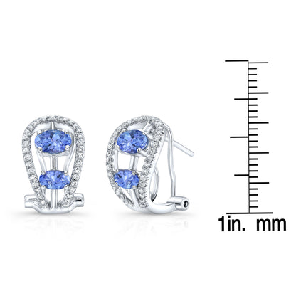 Tanzanite And Diamond Open Work Earrings In 14k White Gold (1/3 Ct.tw.)