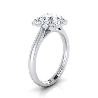 14K White Gold Princess Cut Diamond Floral Halo Engagement Ring -1/3ctw