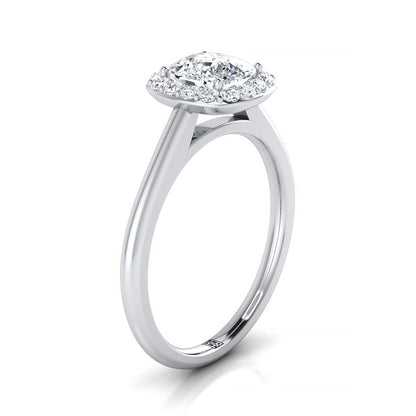 18K White Gold Cushion Diamond Shared Prong Halo Engagement Ring -1/5ctw