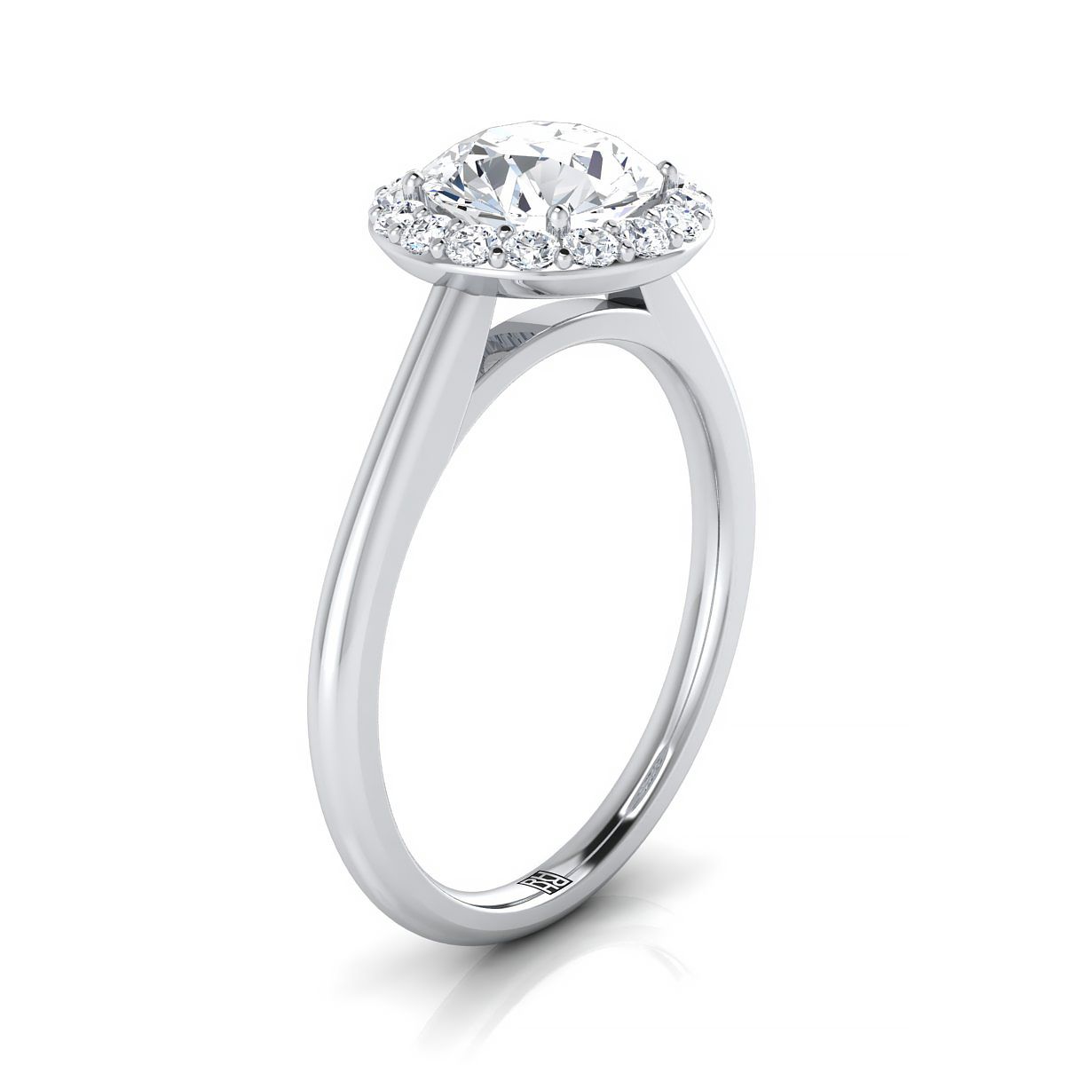 14K White Gold Round Brilliant Aquamarine Shared Prong Diamond Halo Engagement Ring -1/5ctw