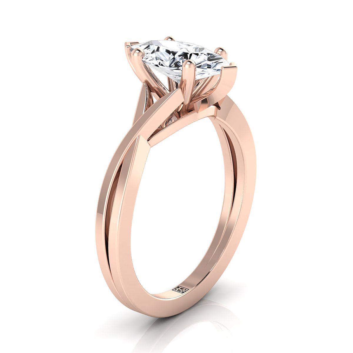 14K Rose Gold Marquise  Delicate Twist Solitaire Engagement Ring
