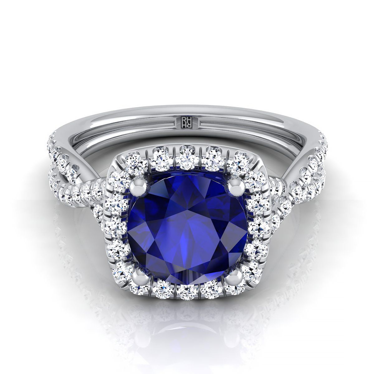 14K White Gold Round Brilliant Antique Delicate Beaded Floral Halo and Leaf Engagement Ring -3/8ctw