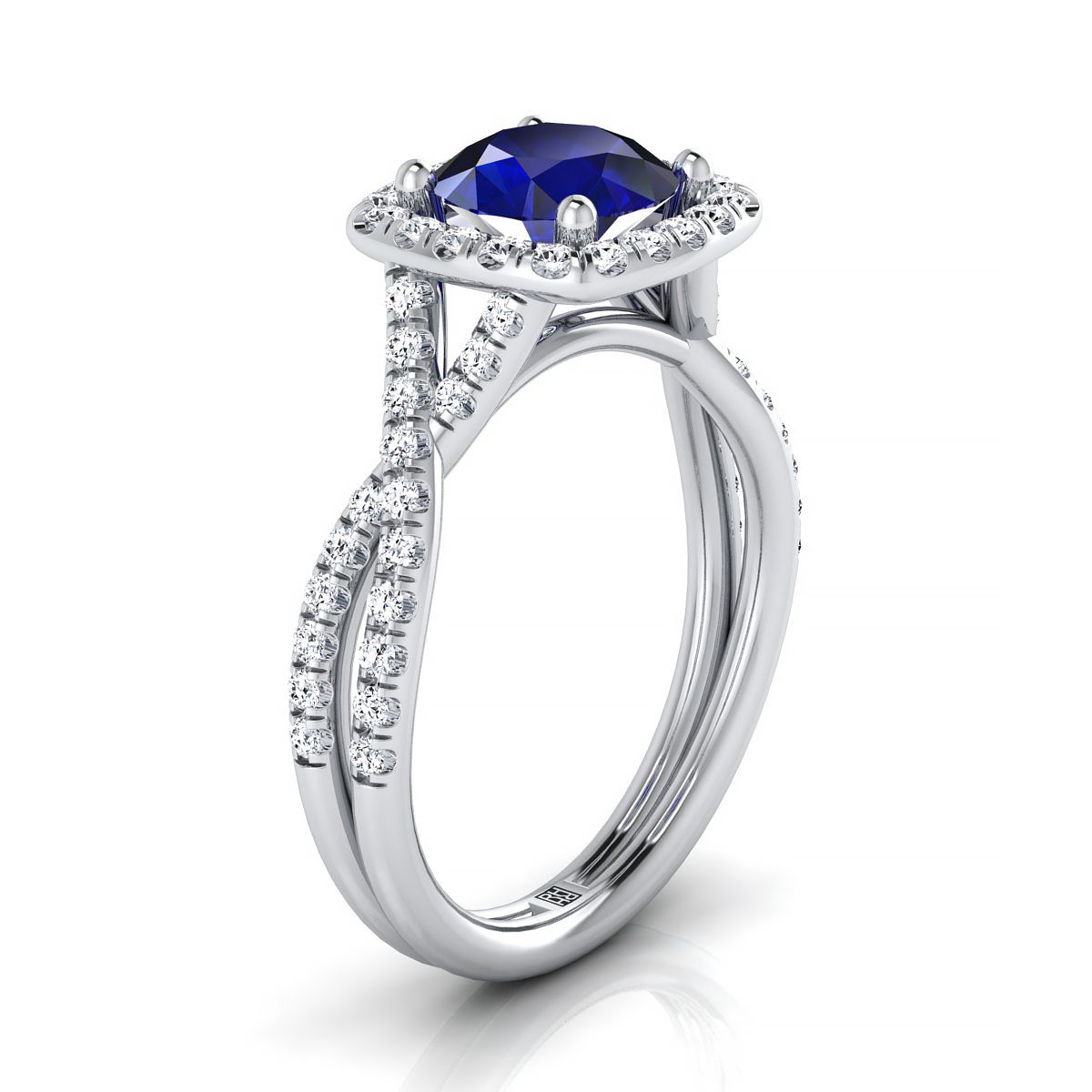 Platinum Round Brilliant Antique Delicate Beaded Floral Halo and Leaf Engagement Ring -3/8ctw