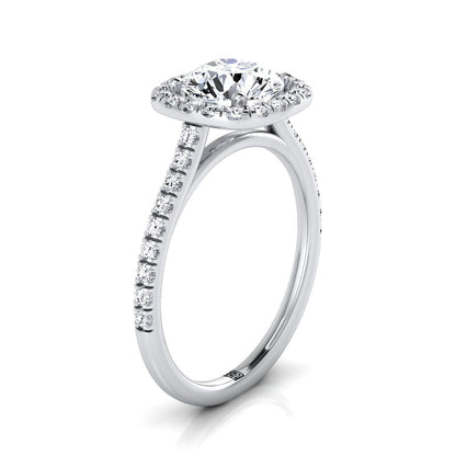 Platinum Round Brilliant Amethyst Halo Diamond Pave Engagement Ring -1/3ctw