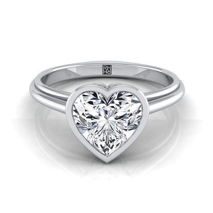 18K White Gold Heart Shape Center  Bezel Halo Cathedral Solitaire Engagement Ring