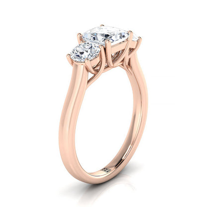 14K Rose Gold Princess Cut Classic Three Stone Diamond Engagement Ring -5/8ctw