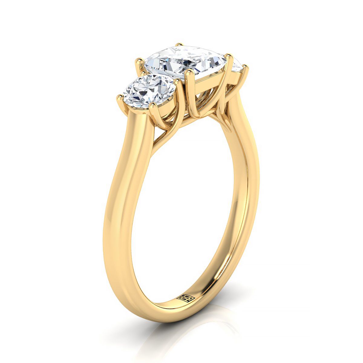 18K Yellow Gold Princess Cut Classic Three Stone Diamond Engagement Ring -5/8ctw